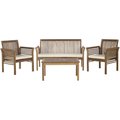 Safavieh Carson 4 Piece Outdoor Set- Teak Look and Beige PAT7005A